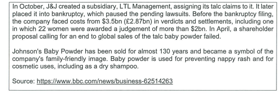 baby powder around the world from next year. The announcement comes more