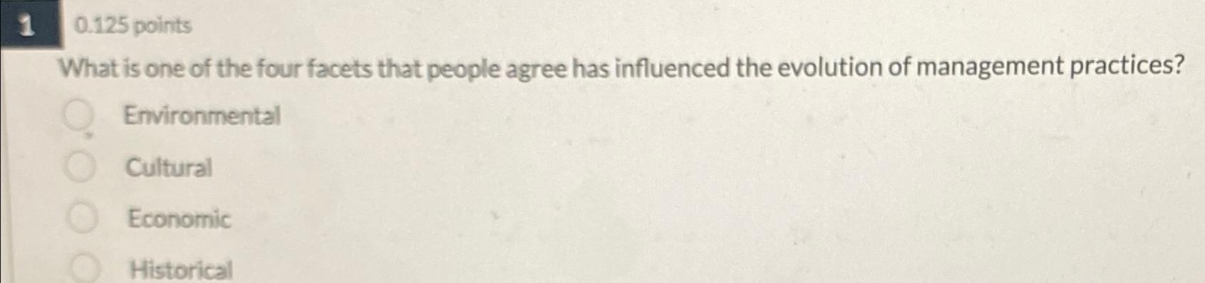  1,0.125 points What is one of the four facets that people