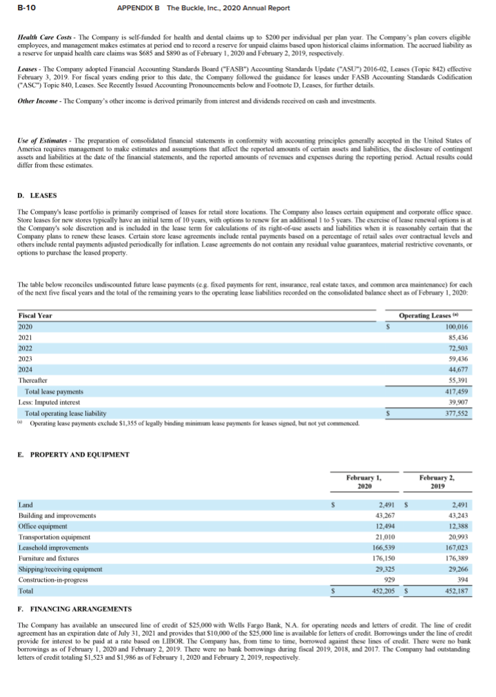 total cash flows for the year? 6. What is Buckle's ratio of