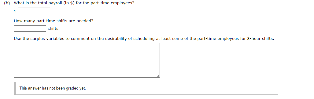 part-time employees needed varies with the time of day as shown. Find