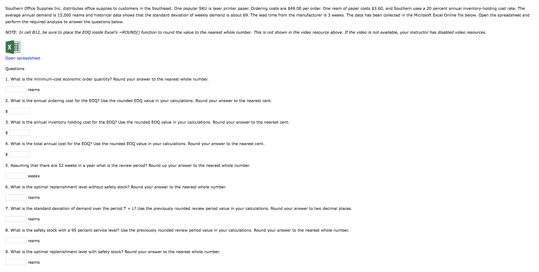 perform the required analysis to answer the questions below. Open spreadsheet