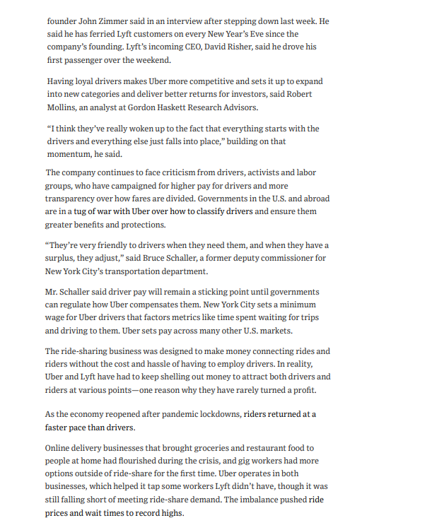 impact how various people work at Uber? 2. Analyze this article from