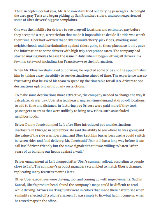 suggest that the results of Project Boomerang have extended Uber's competitive lead