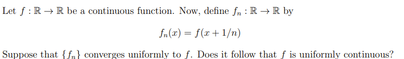  Let f : R - R be a continuous function. Now,