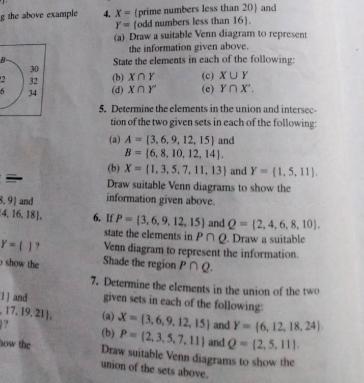 Answer questions 4-7. Please show working 4. X = {prime numbers less