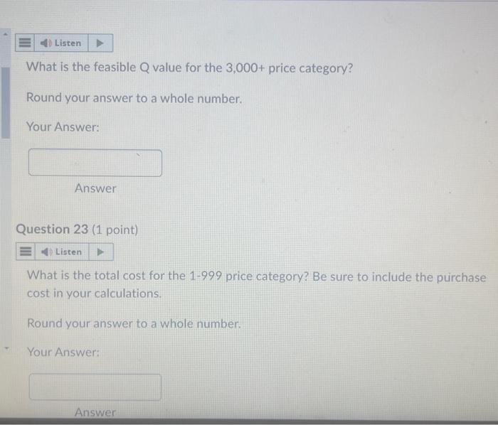 Calculate the order quantity and use that information to answer the questions