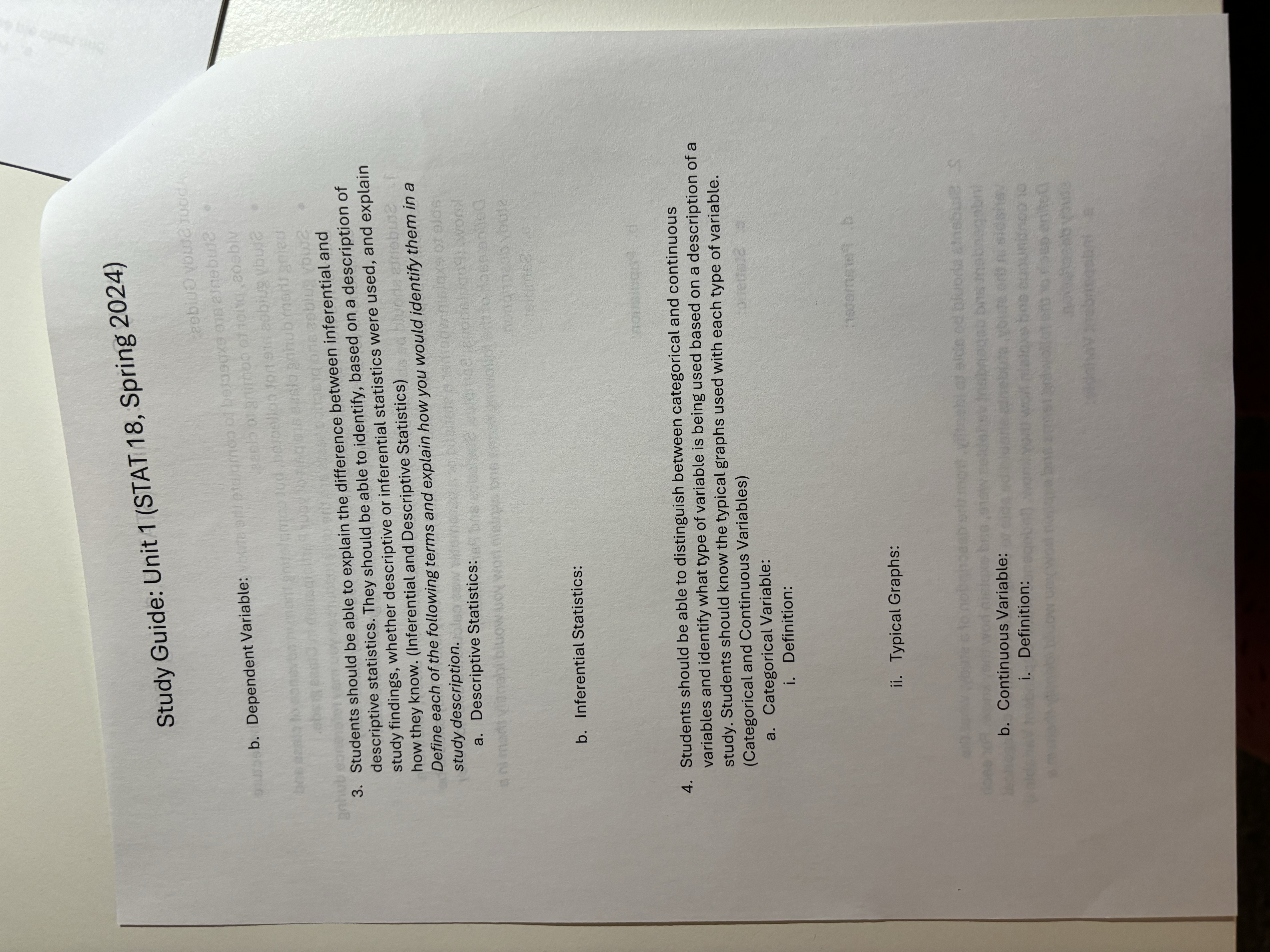  Study Guide: Unit 1 (STAT 18, Spring 2024) cobido vbuse JuddA