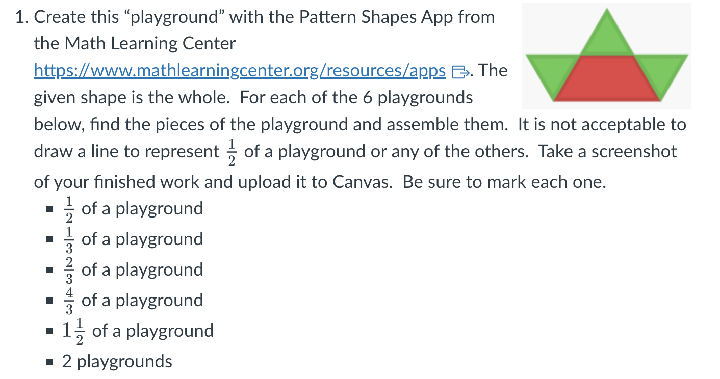  1. Create this "playground\" with the Pattern Shapes App from the