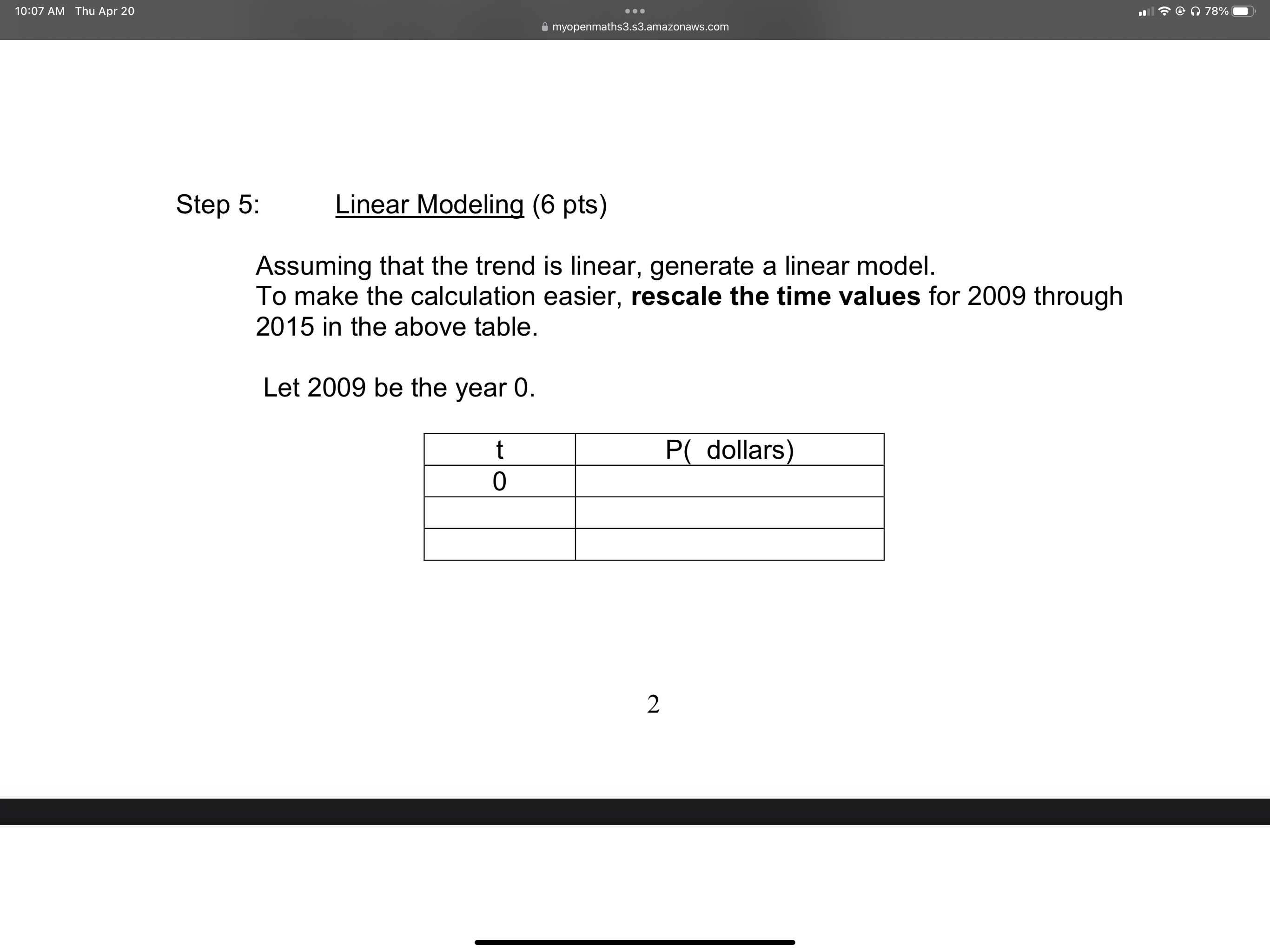 of Change (4 pts) Compute the average rate of change per year
