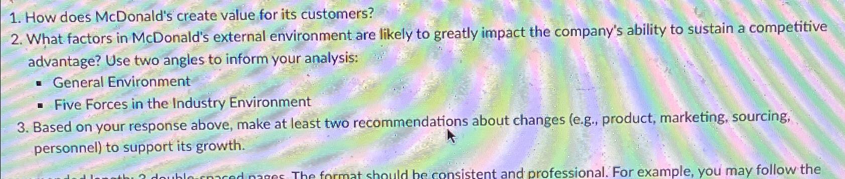  How does McDonald's create value for its customers? What factors in