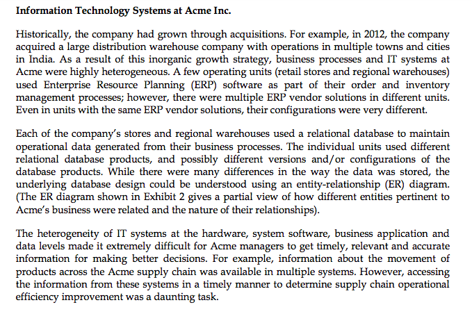 Vishal Mehta, Chief Information Officer of Acme Inc., an Indian retailer of
