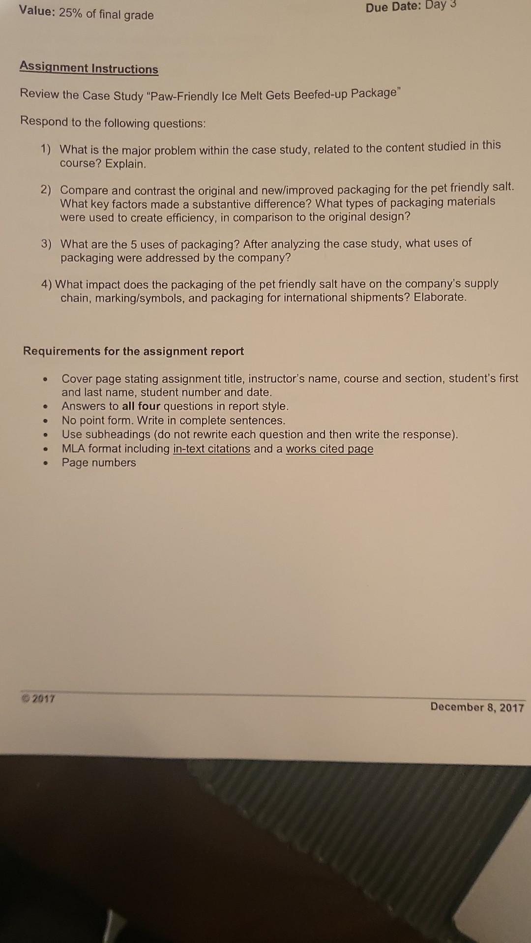 question 2 through 4 Assignment Instructions Review the Case Study "Paw-Friendly