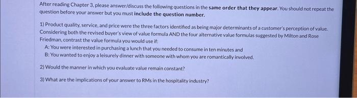 (revenue management course) After reading Chapter 3, please answer/discuss the following questions