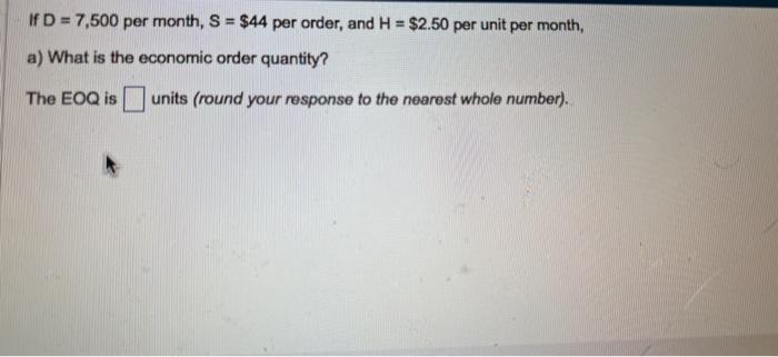 number). b) How does your answer change if the holding cost doubles?
