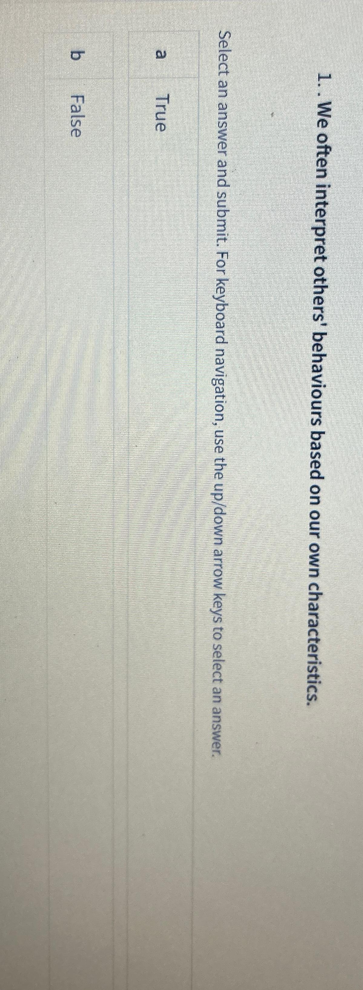  . We often interpret others' behaviours based on our own characteristics.