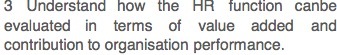 3 Understand how the HR function canbe evaluated in terms of