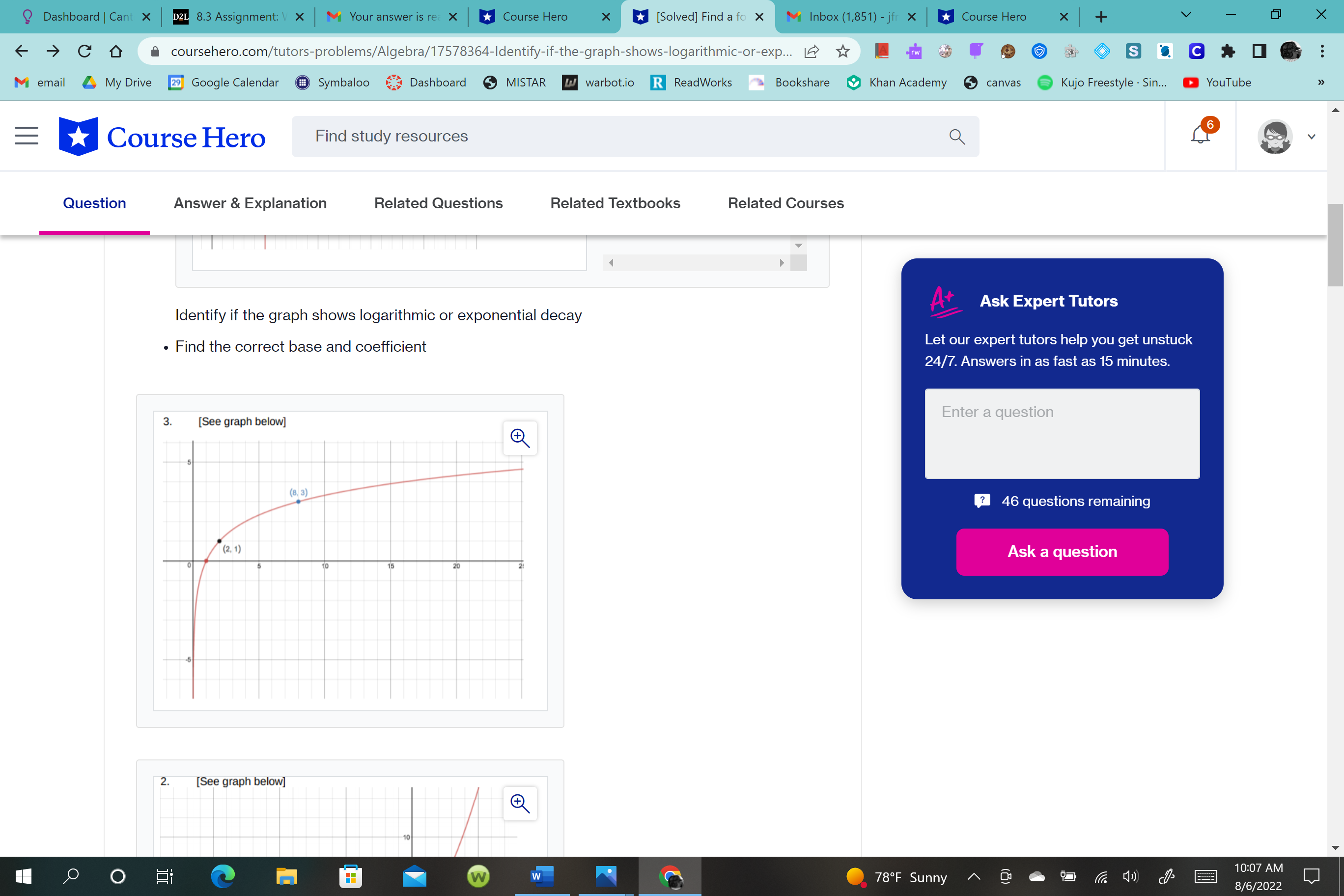 Looking for the solution to question 3's graph. I'm having problems finding