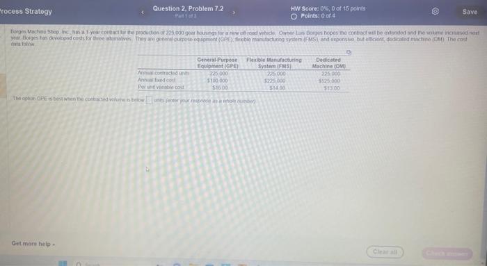  Process Strategy Question 2, Problem 7.2 Part 1 of 3 Get