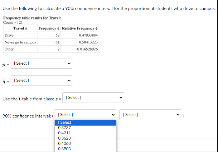 = 121 Travel * Frequency . Relative Frequency + Drive 58 0.47933884