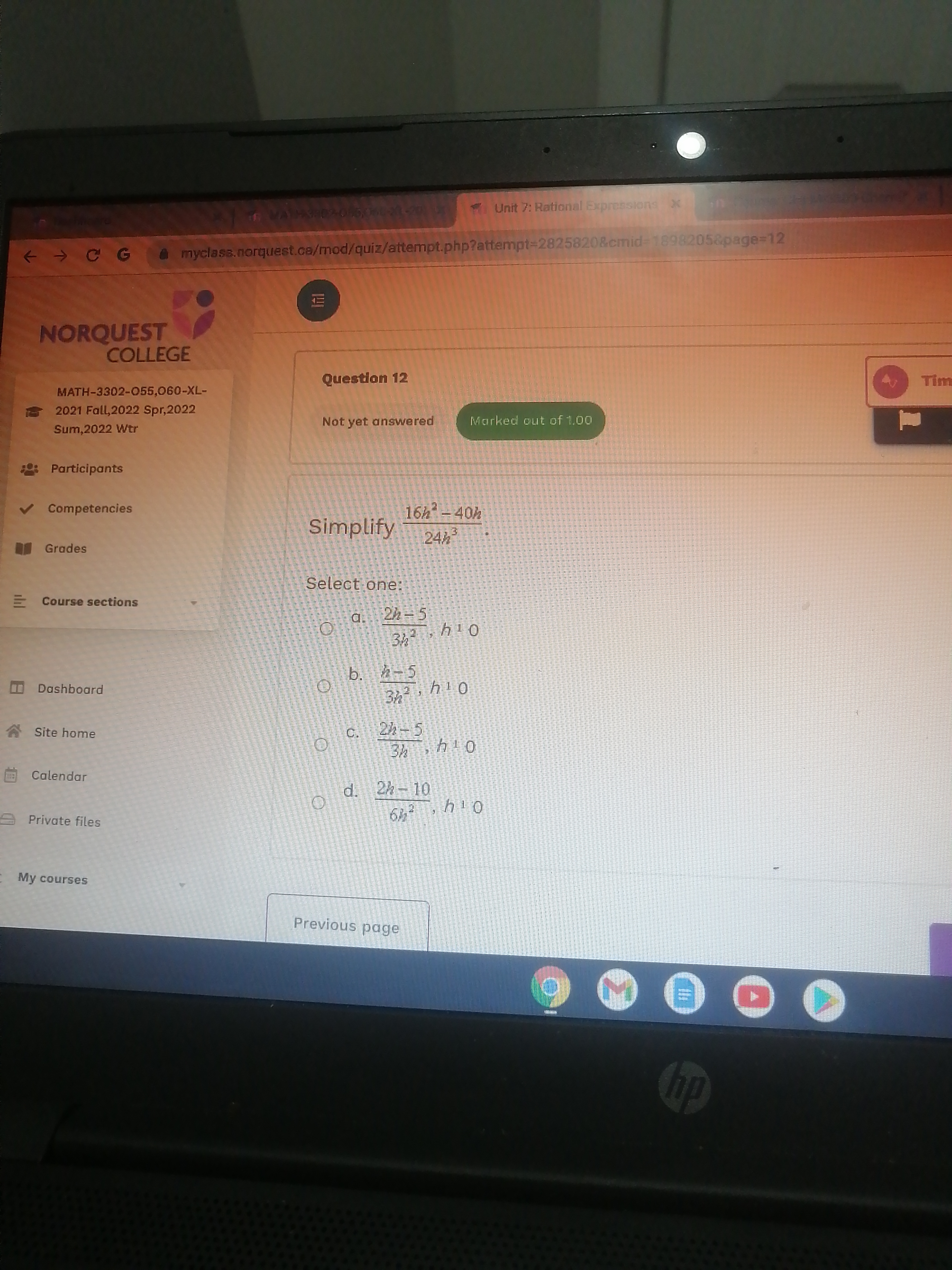 Competencies Grades Simplify 8-3 58-15 28 Course sections Select one: a. 8