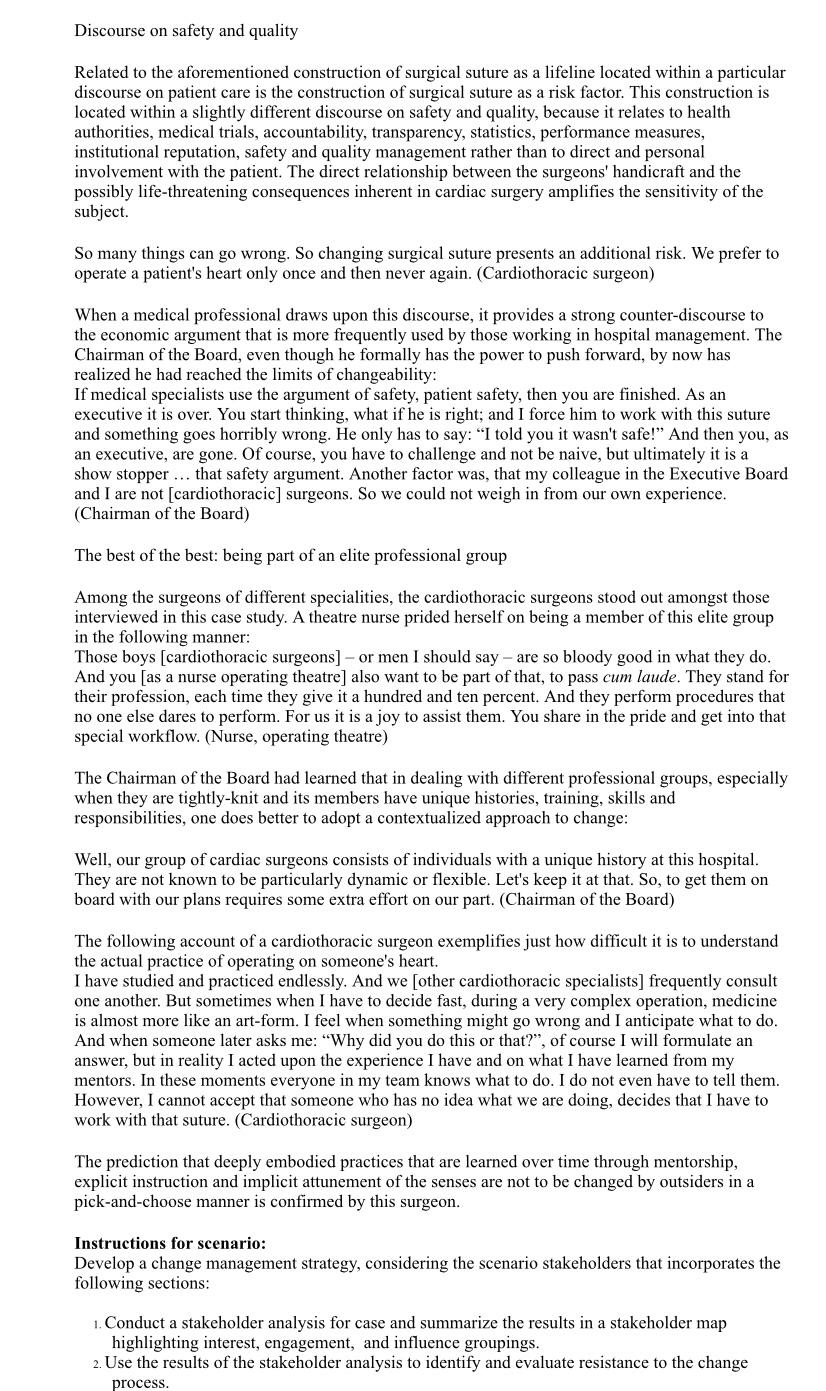 tender exercise for surgical suture material. The rationale for hospital management to