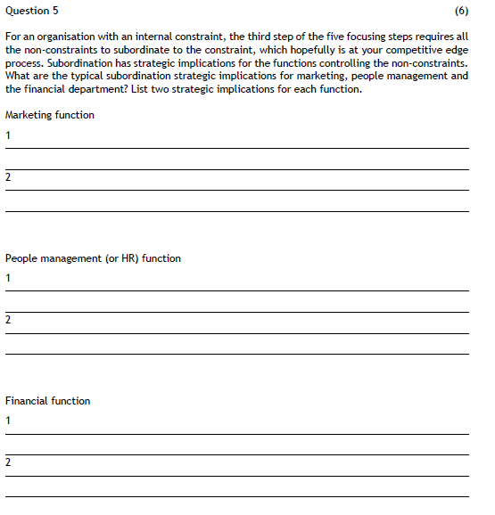 For an organisation with an internal constraint, the third step of