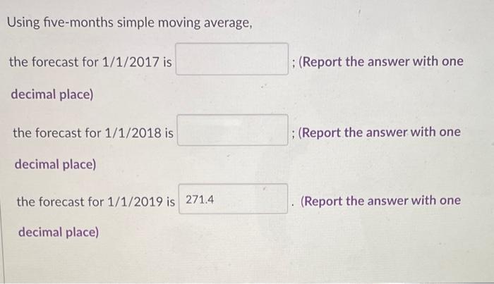 1/1/2017 is ; (Report the answer with one decimal place) the forecast