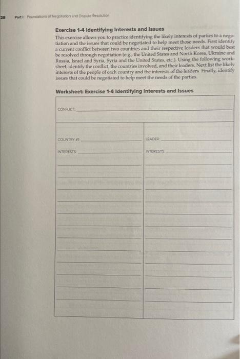  Exercise 14 Identifying Interests and Issues This exercise allows you to