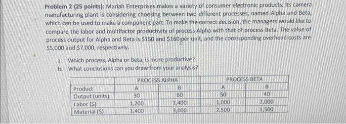 consumer electronic products. Its camera manufacturing plant is considering choosing between two