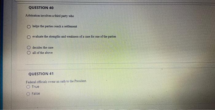 select best answer Arbitration mvolves a third party who helps the parties