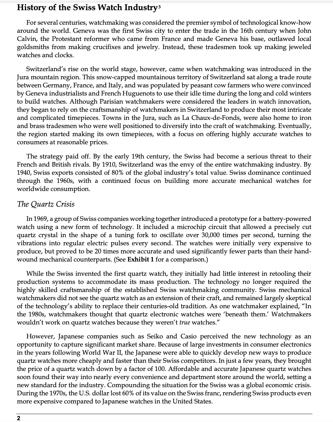 Swiss watch industry? B. What factors account for Bivers success at Blancpain