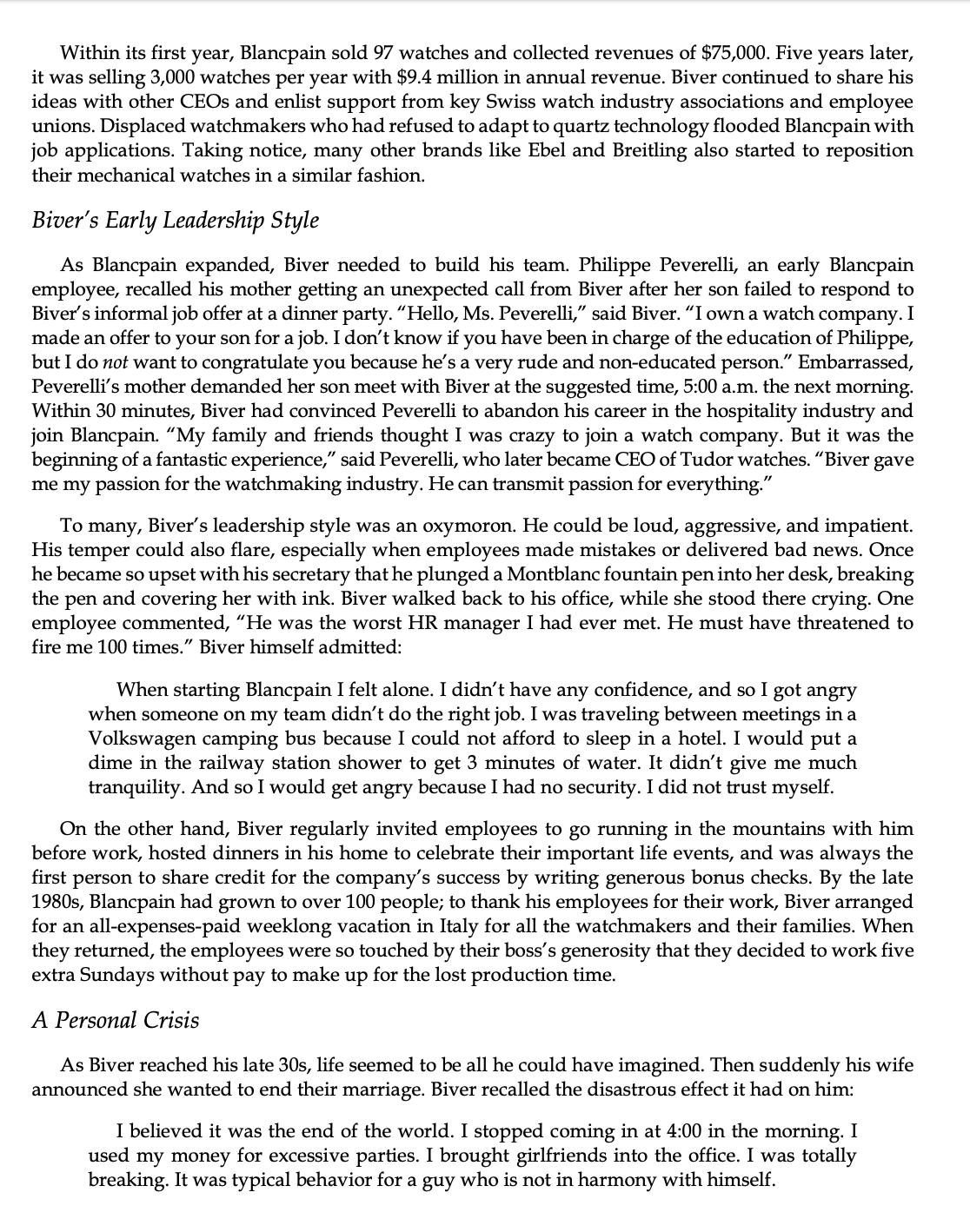 of the Swiss Watch Industry It was 3:45 a.m. on a snowy