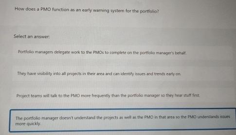  How does a PMO function as an early waming system for