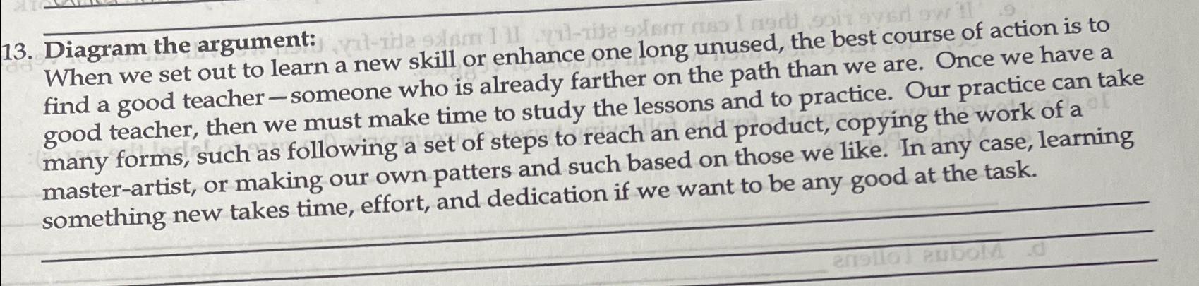  Diagram the argument: When we set out to learn a new