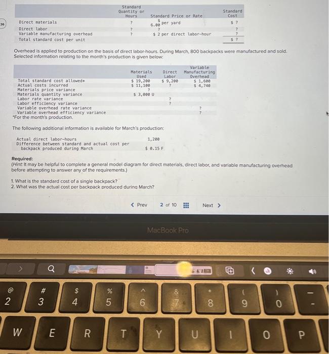 please help, no explanations needed :) thanks! Overhead is applied to production