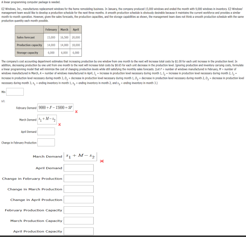  A linear programming computer package is needed. EZ-Windows, Incy, manufactures replocement