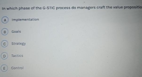  In which phase of the G-STIC process do managers craft the