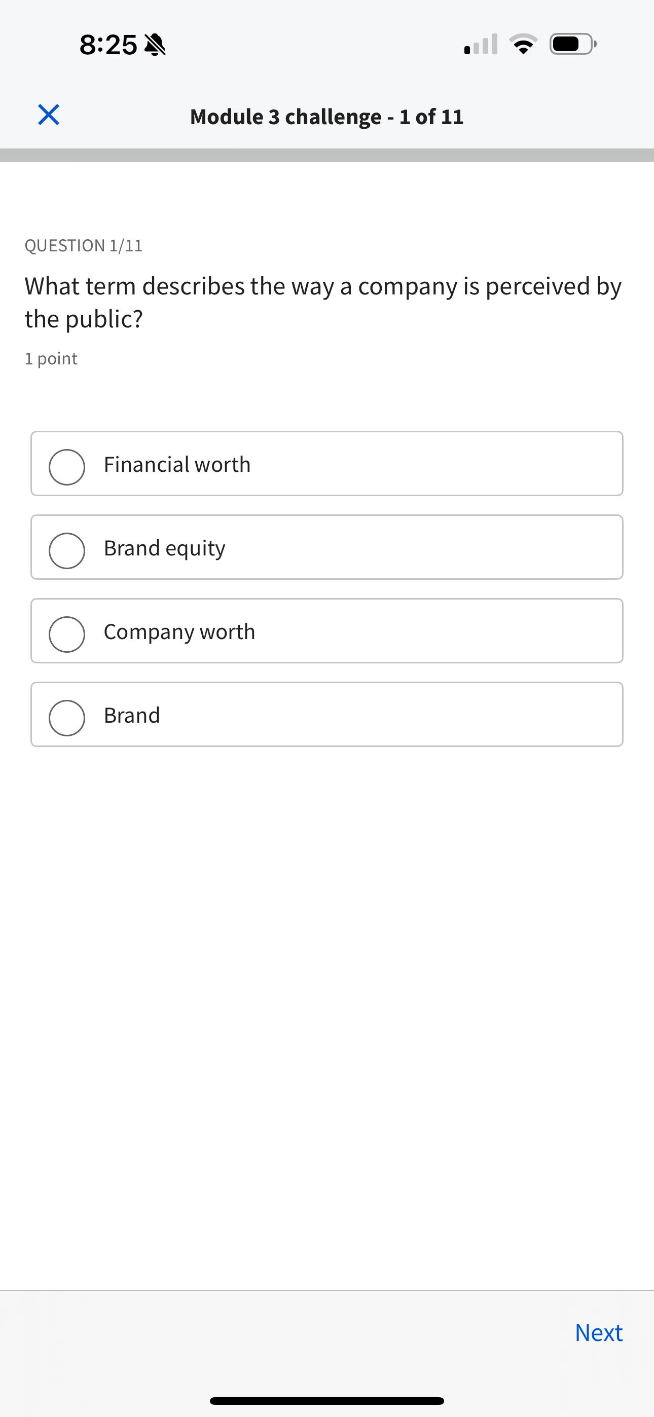  8:25 Module 3 challenge -1 of 11 QUESTION 111 What term