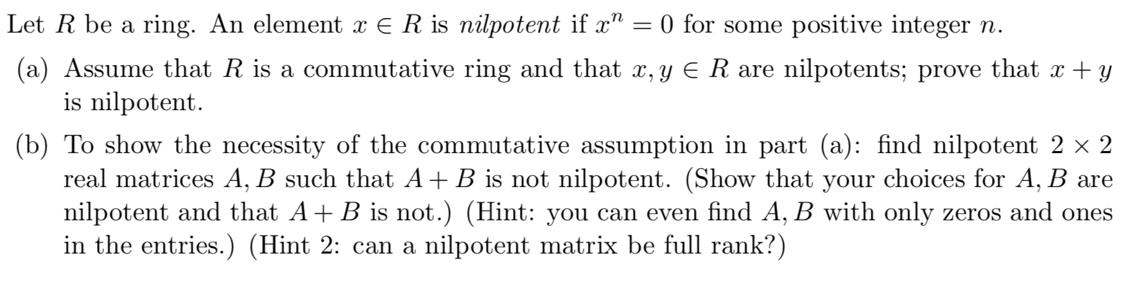  Let R be a ring. An element a: E R is