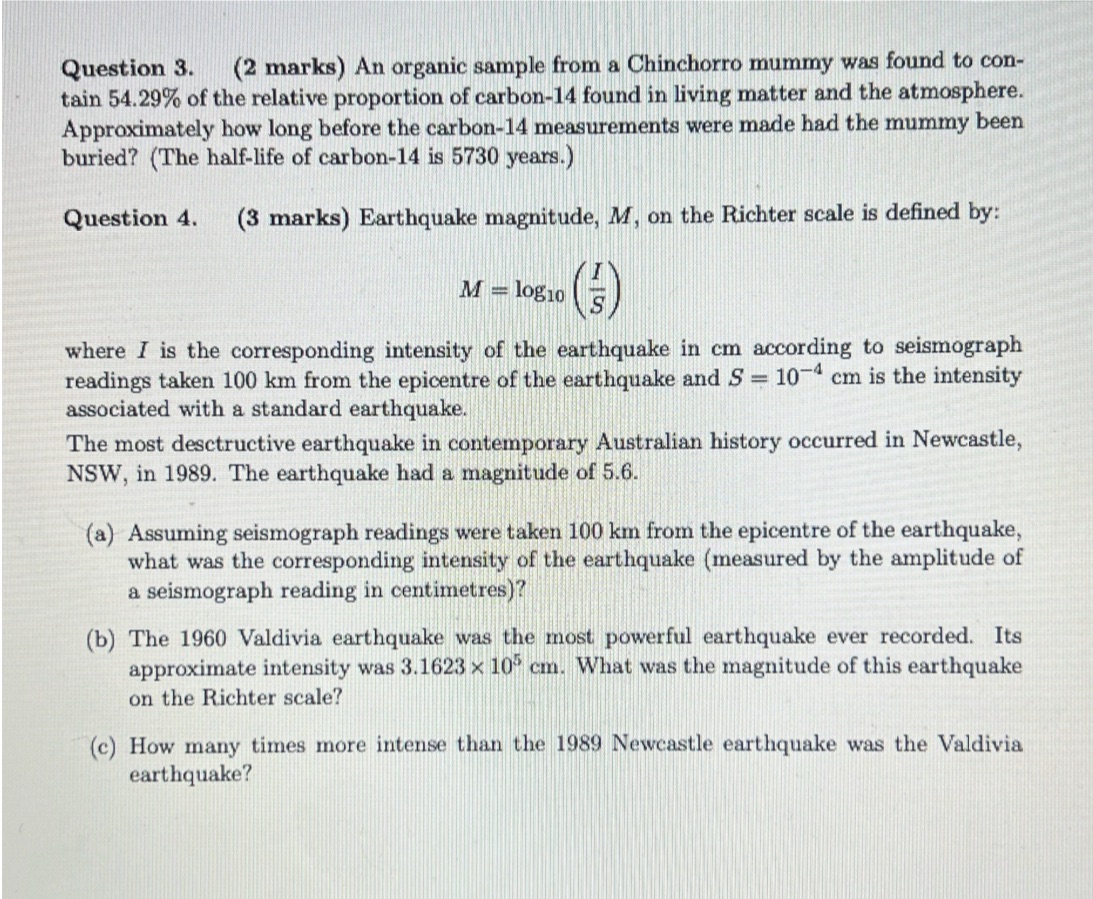  Question 3. (2 marks) An organic sample from a Chinchorro mummy