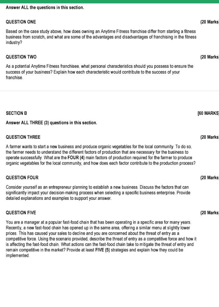  QUESTION ONE (20 Based on the case study above, how does