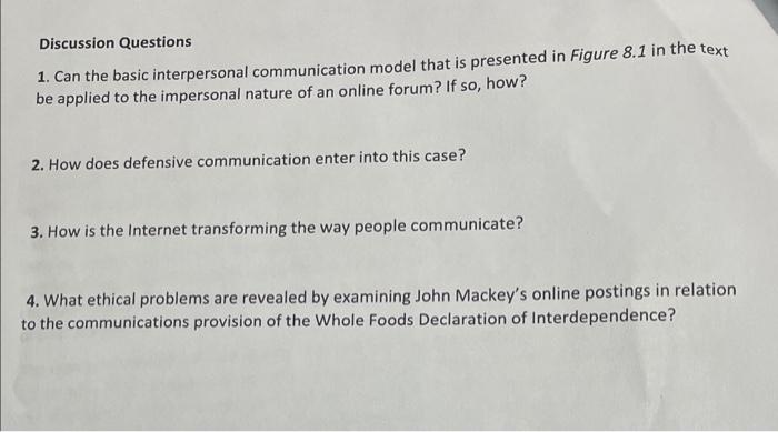 please answer each question with 3 paragraphs Discussion Questions 1. Can the