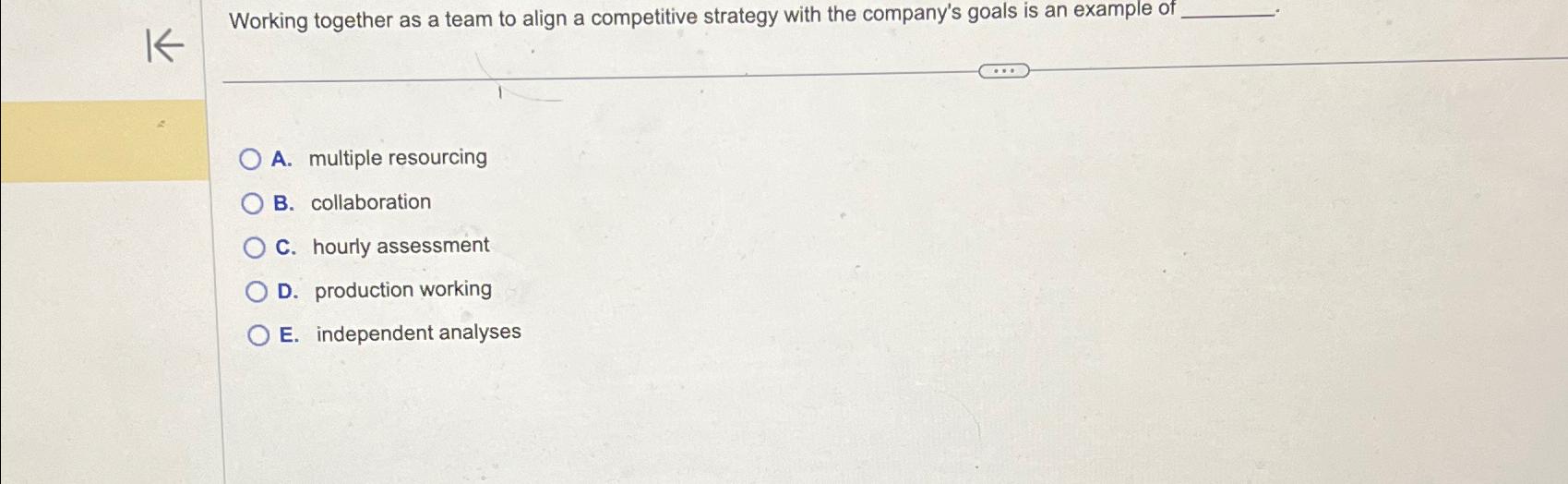  Working together as a team to align a competitive strategy with