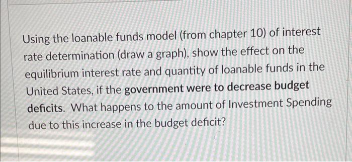  Using the loanable funds model (from chapter 10 ) of interest