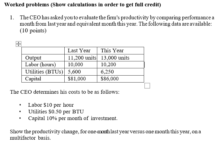 Show work please. Norked problems (Show calculations in order to get full