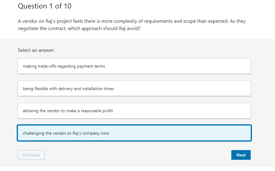 Which one is wrong. I am getting 6/10 everytime. A vendor on