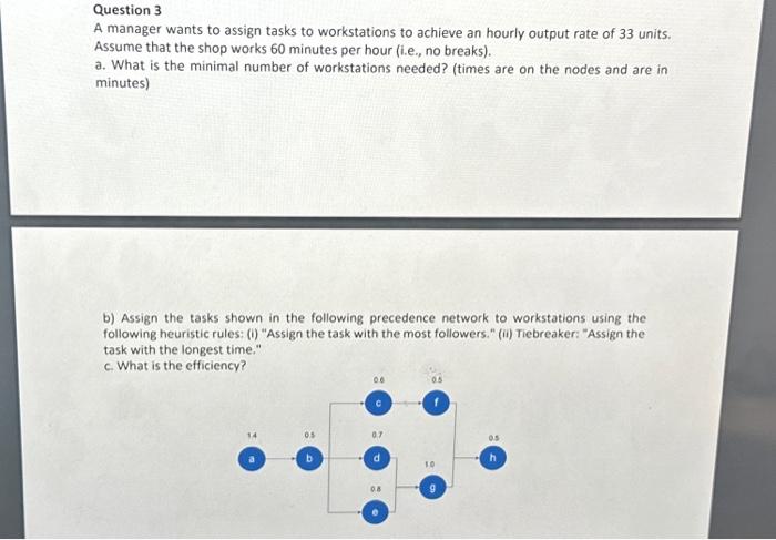  Question 3 A manager wants to assign tasks to workstations to
