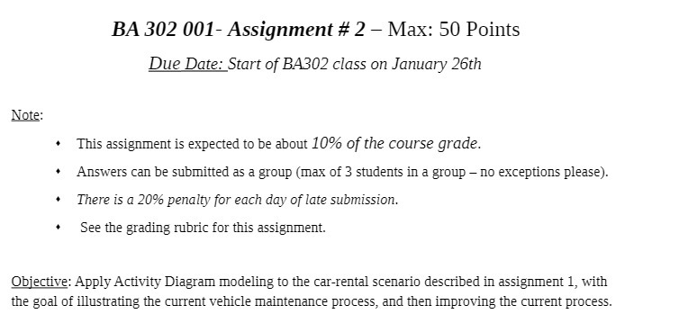  EA 302 001 Assignment # 2 Max: 50 Points Due Date: