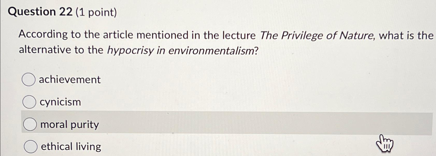  Question 22(1 point) According to the article mentioned in the lecture