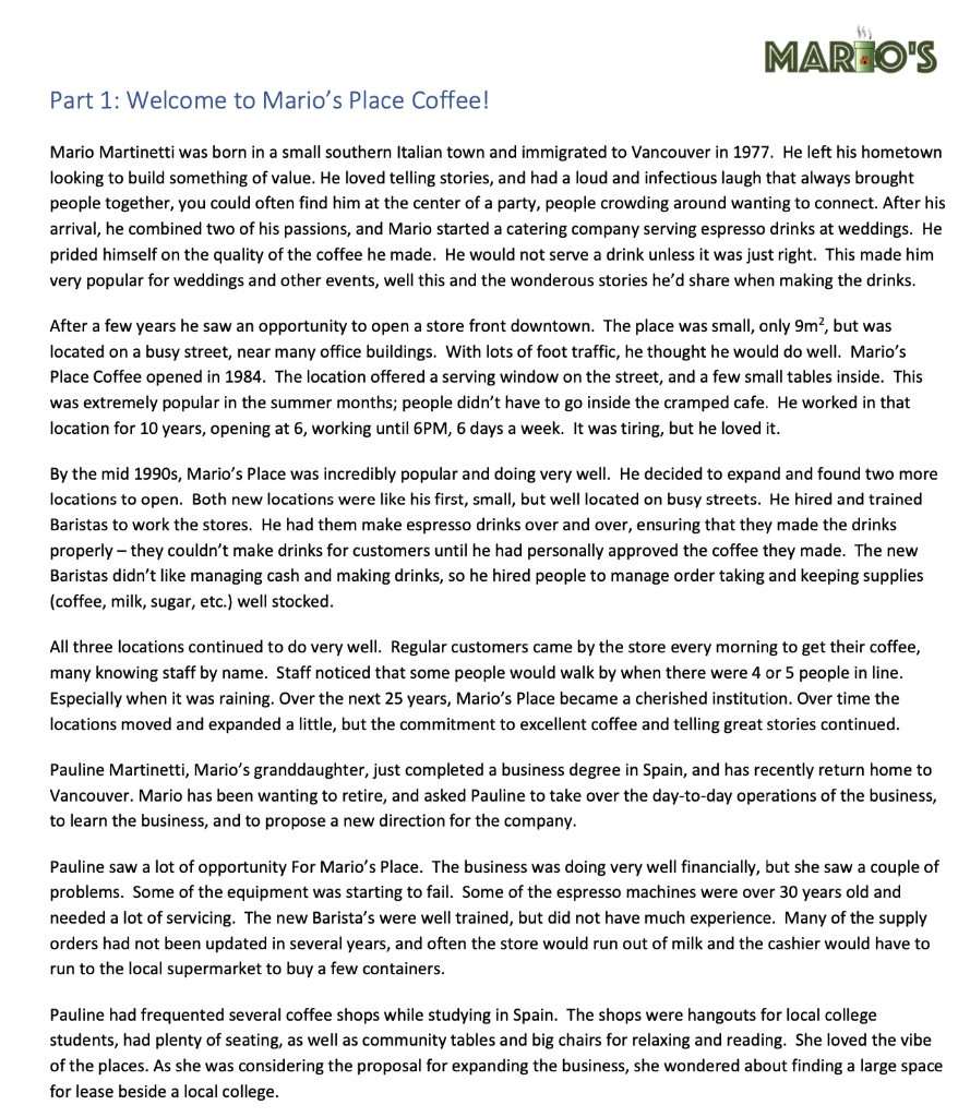 Case 1 : Goals and Business Process (Management Info Systems Question) Read